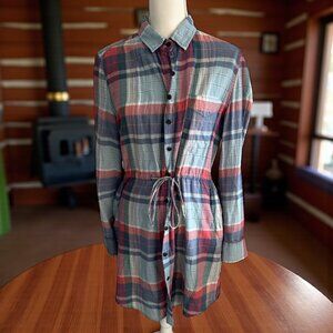JACHS GIRLFRIEND Plaid Button Down Tunic Top Size Medium